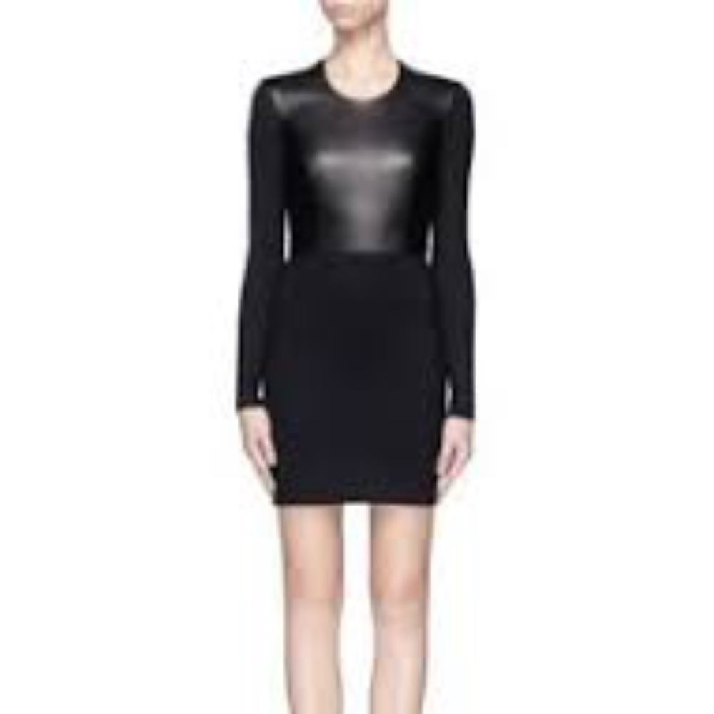 Leather, mixed material dress